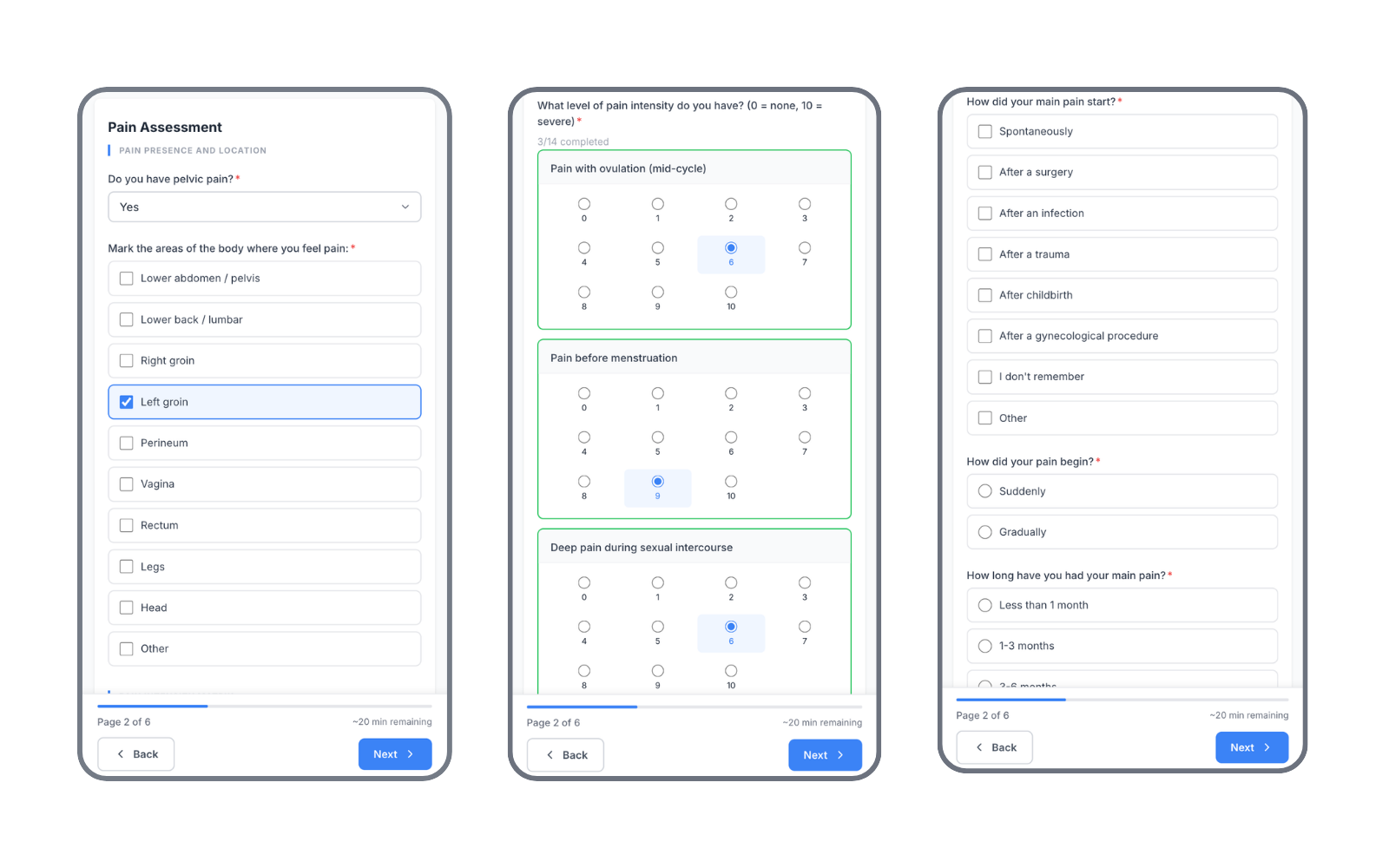 Mobile patient intake form preview